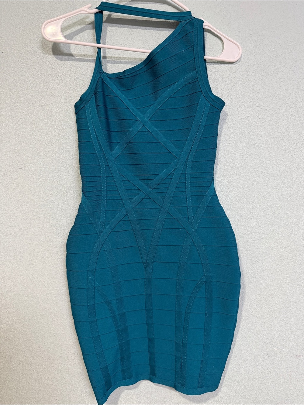 Teal One-Shoulder Bodycon Dress